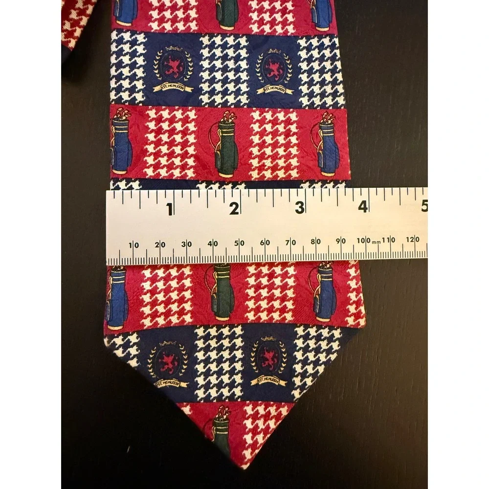 VTG Tommy Hilfiger Neck Tie‎ Mens Navy/Red Italian Silk Heritage Golfers Crest
